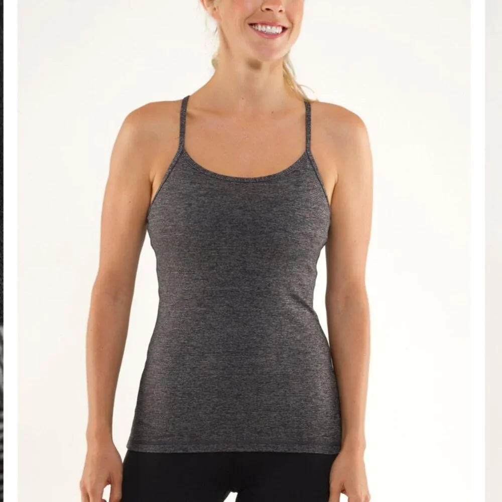 Lululemon Power Y Tank - Black Wee Stripe - Size 4